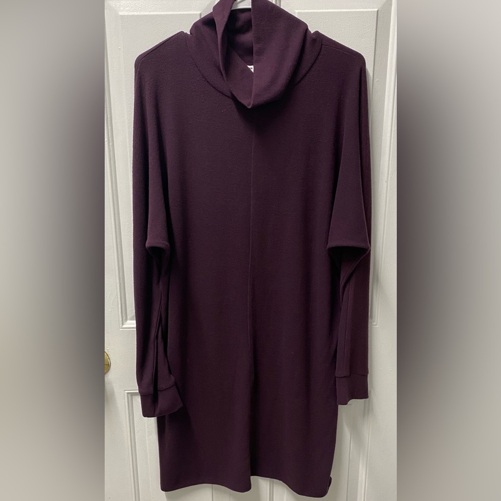 Sonoma Sweater Dress Mock Neck Size Medium Purple Eggplant Plum